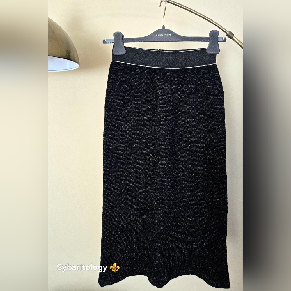 NWT TRANSIT Black Virgin Wool Pencil Midi Skirt Size:XS Made in Italy
